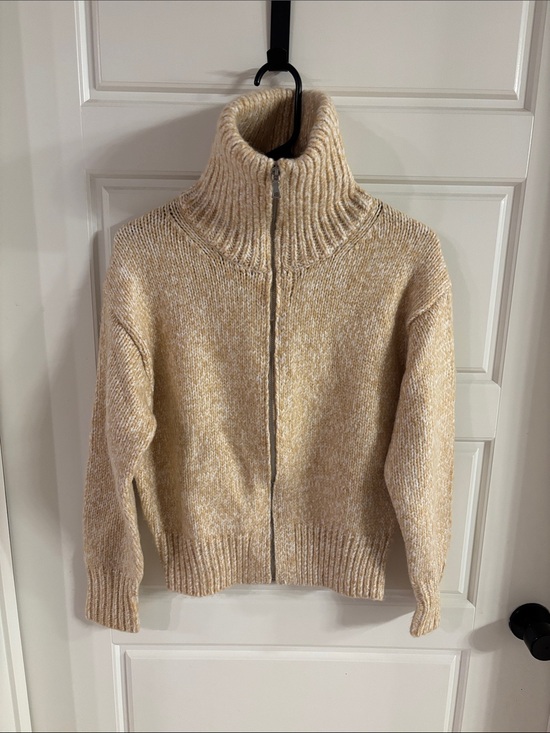 Ann Taylor Sweaters - Ann Taylor Zip-Front Turtleneck Sweater - Cream